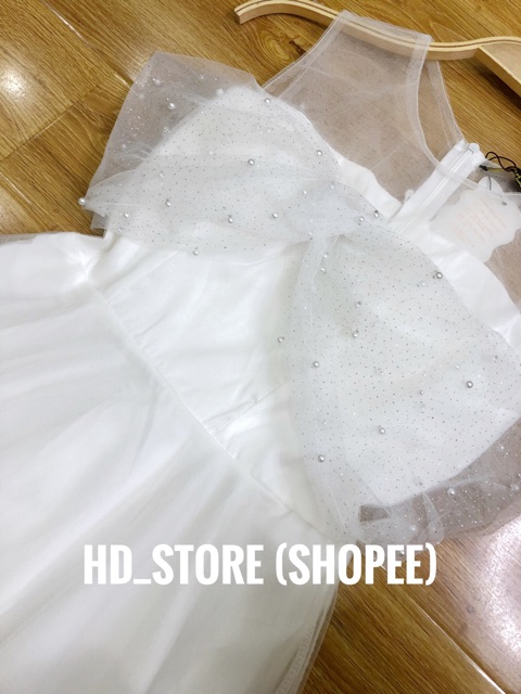 V45 VÁY THIẾT KẾ DỰ TIỆC, DẠ HỘI KỶ YẾU PROM, ĐẦM TRẮNG CÔNG CHÚA TRỄ VAI