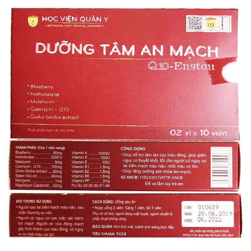 Dưỡng Tâm An Mạch Hộp 20 viên - Học viện Quân Y