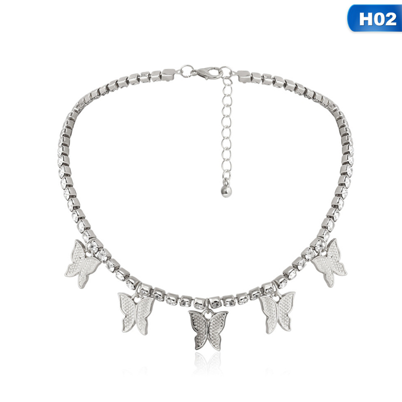 flowersqueen Vòng Cổ Choker Hình Bướm Đính Đá Sang Trọng Cho Nữ