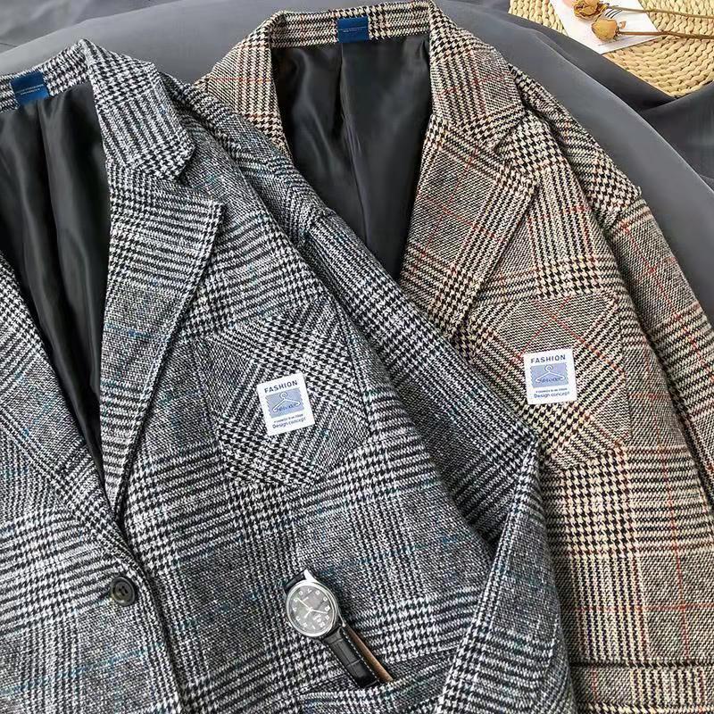 Áo Khoác Vest Kẻ Sọc Ca Rô Thời Trang Thu Đông Phong Cách Hàn Quốc Mới Cho Nam