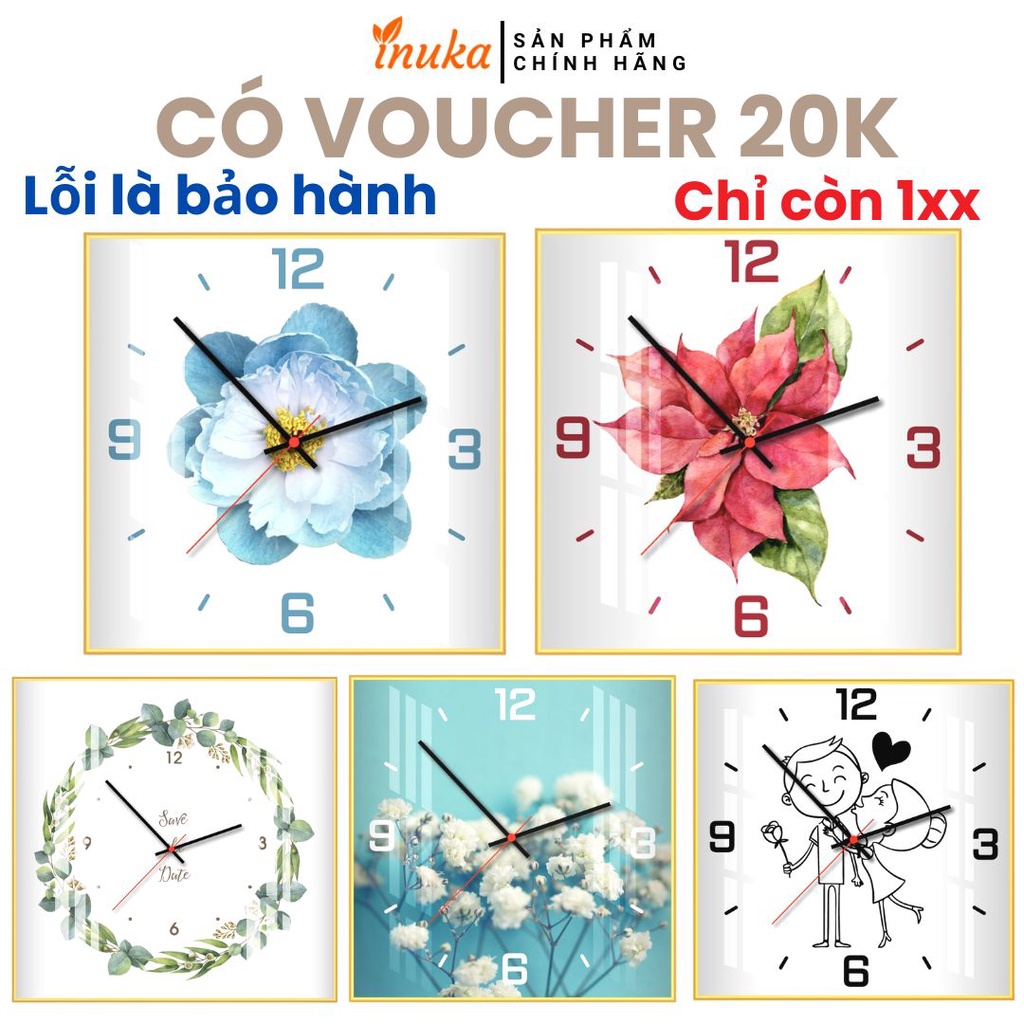 Đồng hồ treo tường trang trí đẹp phòng khách kim trôi trang trí vintage treo size 30cm, 40cm inuka.store.