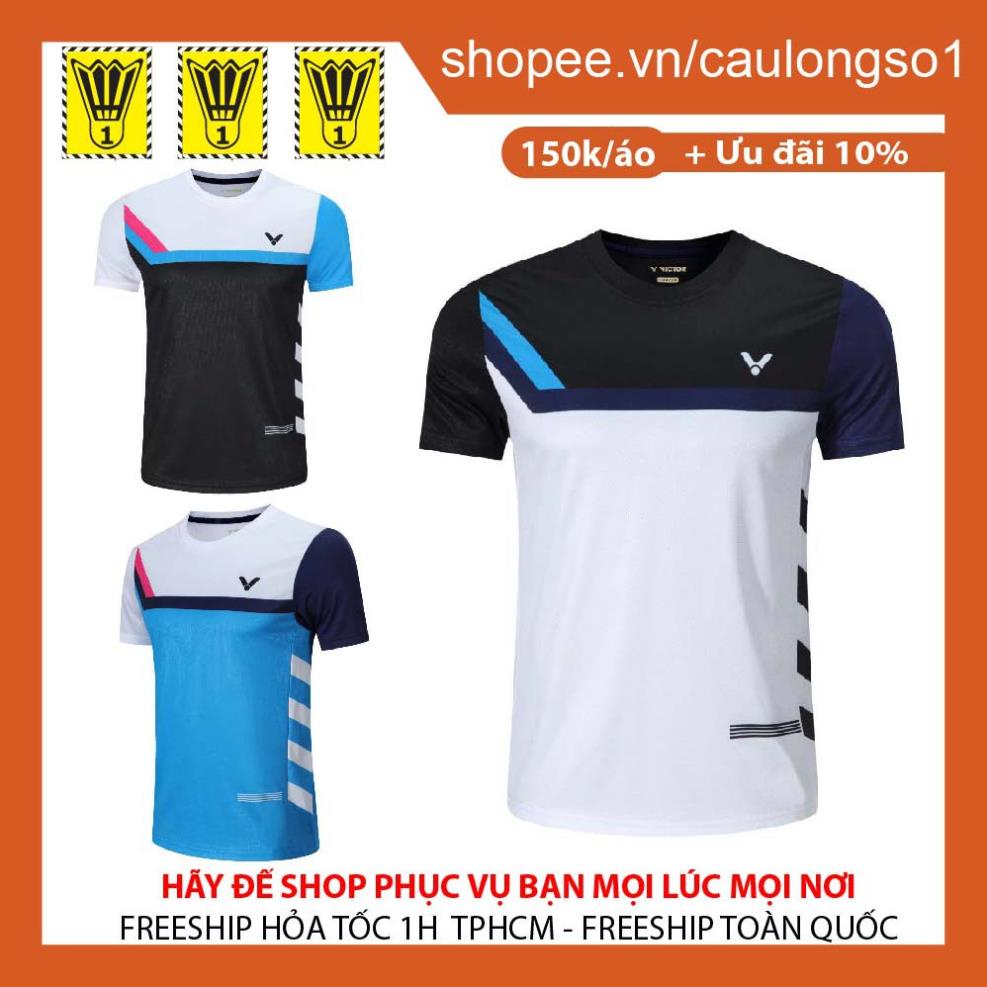 Áo Cầu Lông Nam Nữ Victor 6063 thun lạnh/ mè đẹp, mẫu đẹp 2020, hút mồ hôi tốt Đẹp -
