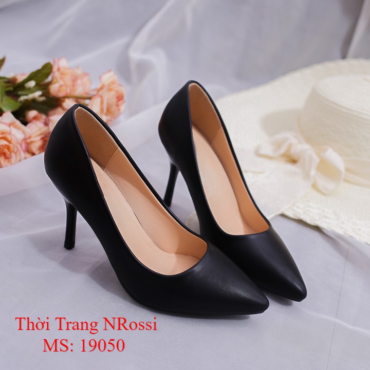 Giày cao gót nhọn nữ NRossi màu đen mờ size nhỏ 33 34, size lớn 40 41 42 43, bigsize