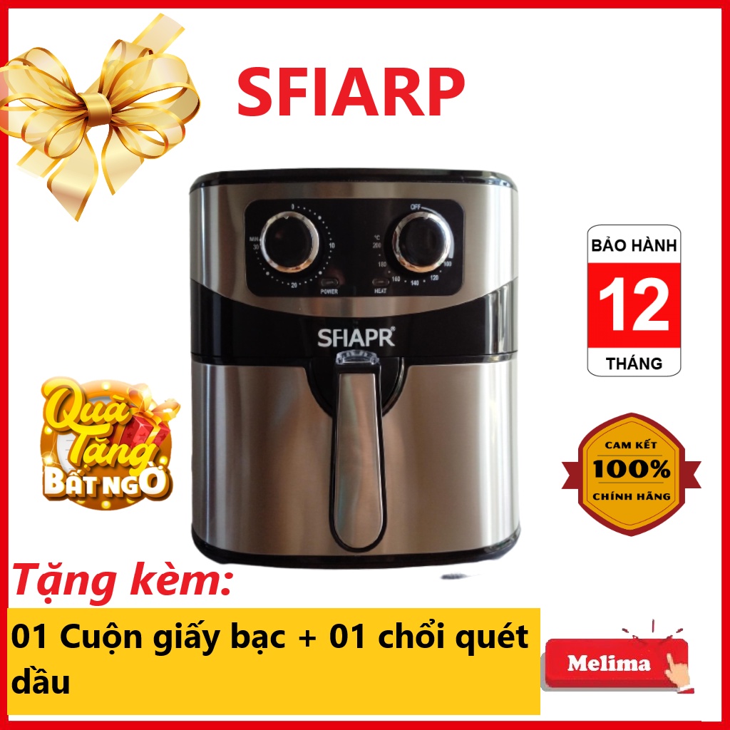 Nồi Chiên Không Dầu SFIARP SH98, Dung tích 9.8 Lít, công nghệ chiên 360 độ tản nhiệt đều, Bảo hành 12 tháng, Melima