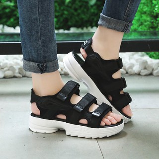 xả lỗ lẻ size Giày sandal nữ đế bánh mì cao 2.5cm quai dán phong cách Ulzzang S112