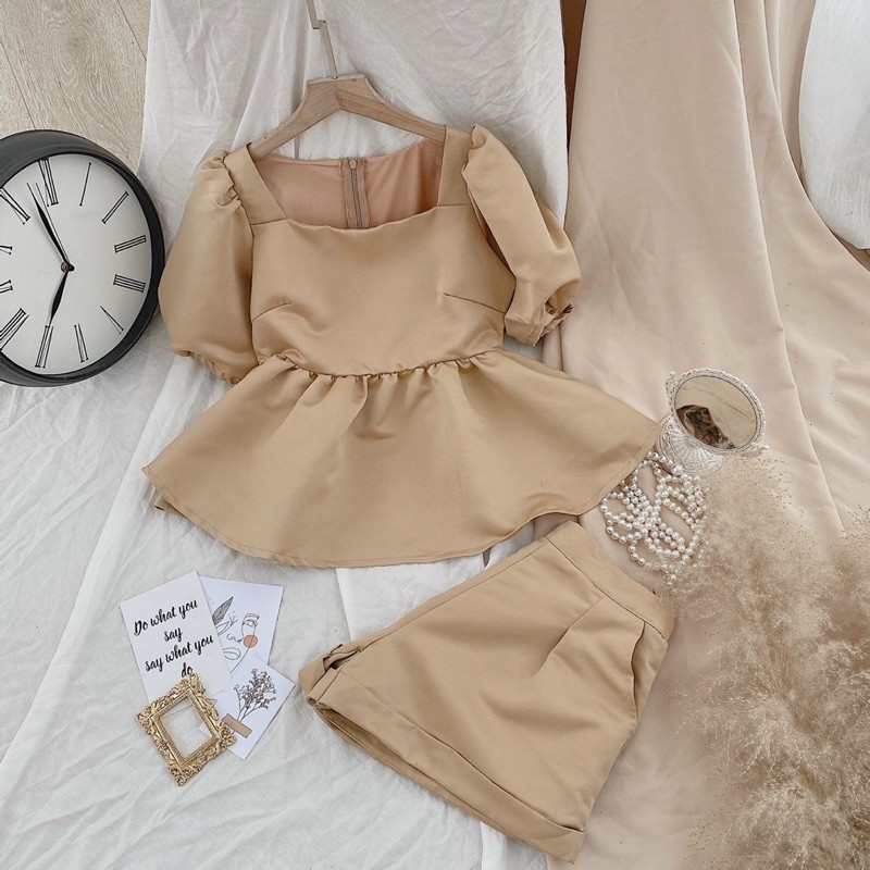 Set áo babydoll nude