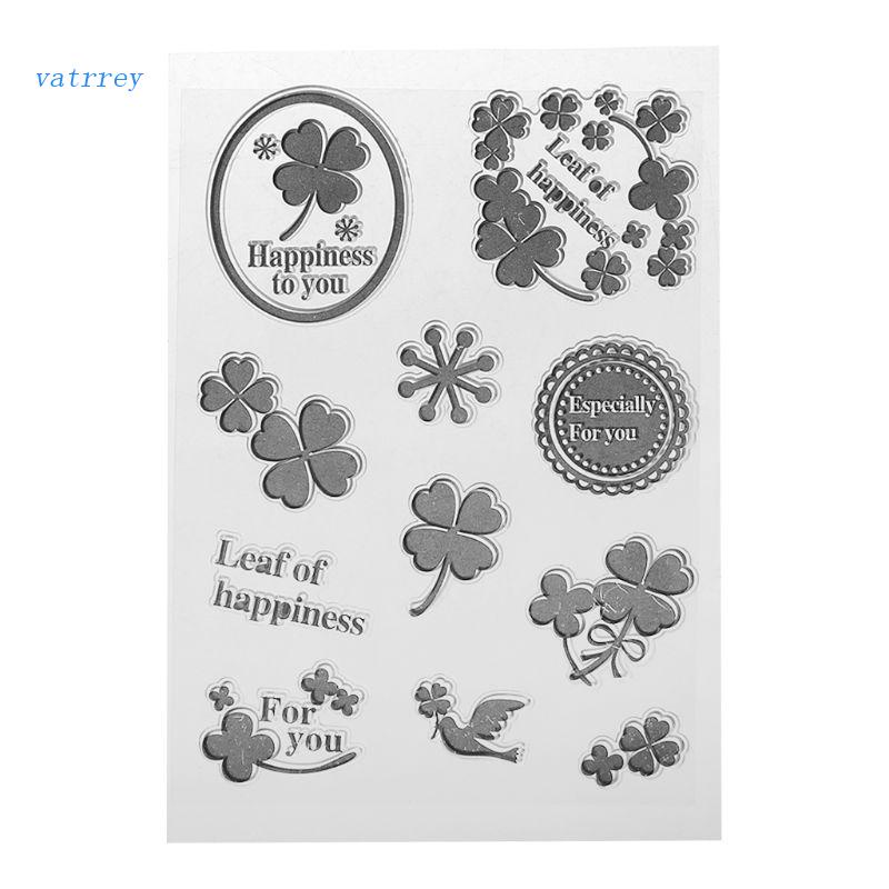 Con Dấu Silicone Trong Suốt In Nổi Hình Lá Trang Trí Sổ Tay DIY