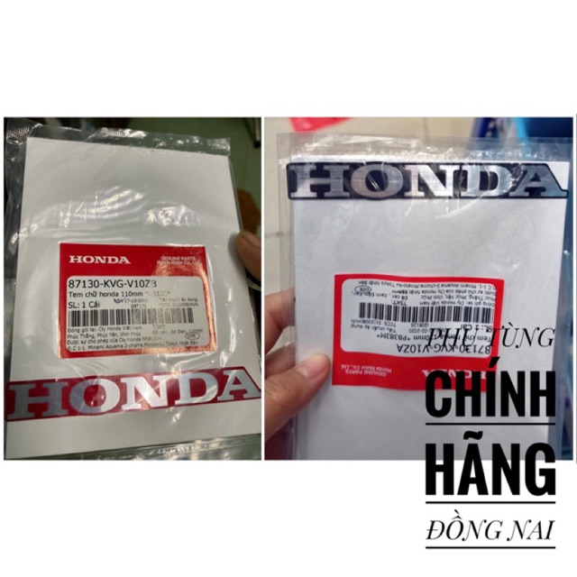 TEM CHỮ HONDA MÀU INOX NỀN ĐỎ/ĐEN CHÍNH HÃNG HONDA