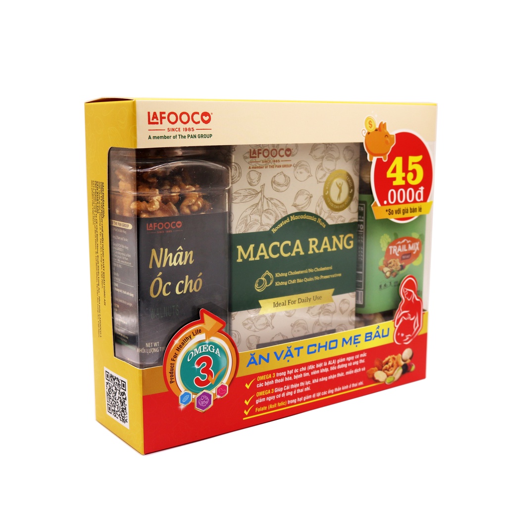 COMBO ăn vặt cho mẹ bầu Nhân óc chó Macca Hạt Hỗn Hợp và quả mọng dinh dưỡng | LAFOOCO