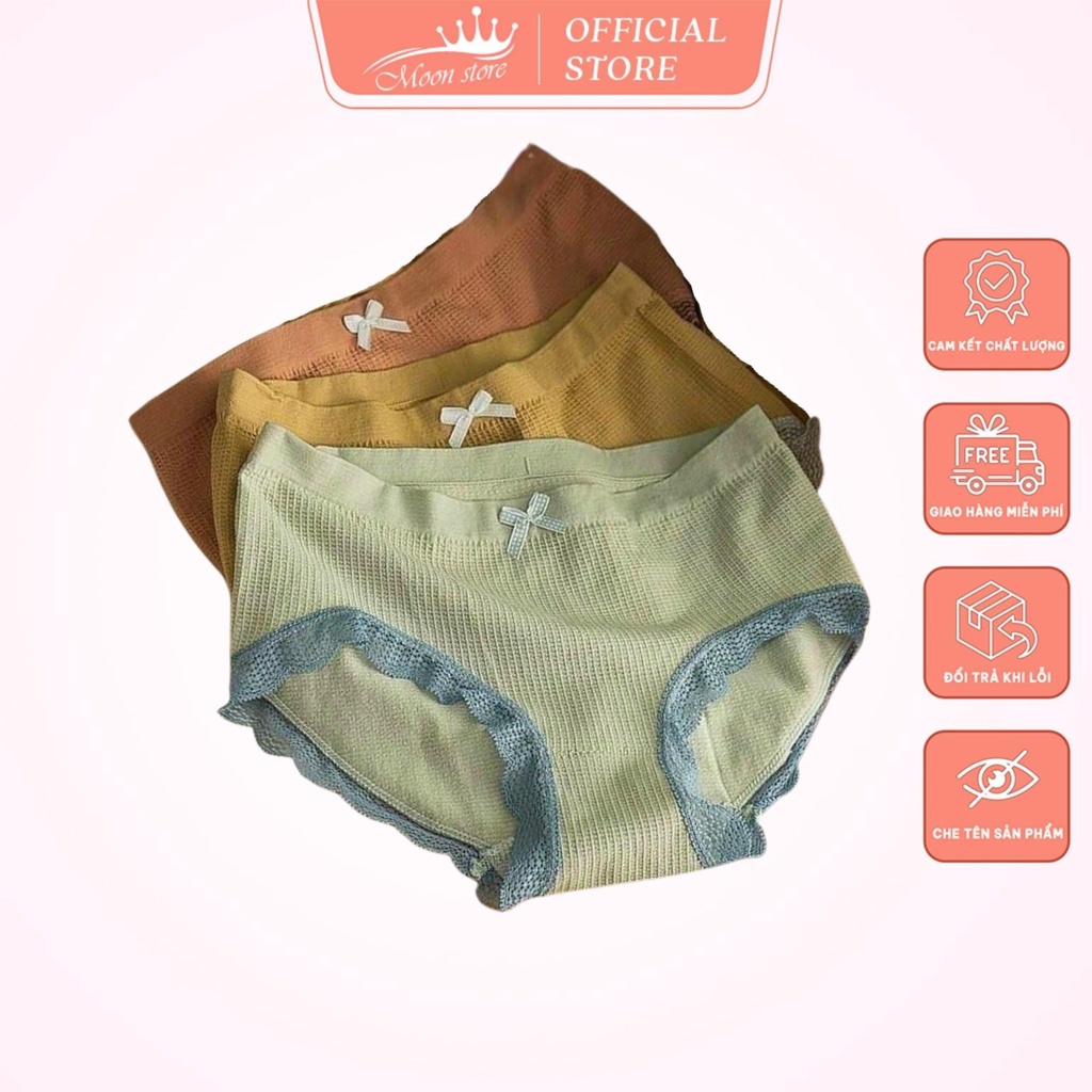 Quần Lót Nữ Cotton Cao Cấp Thông Hơi Co Giãn 4 Chiều Sợi Bông Viền Ren 3312