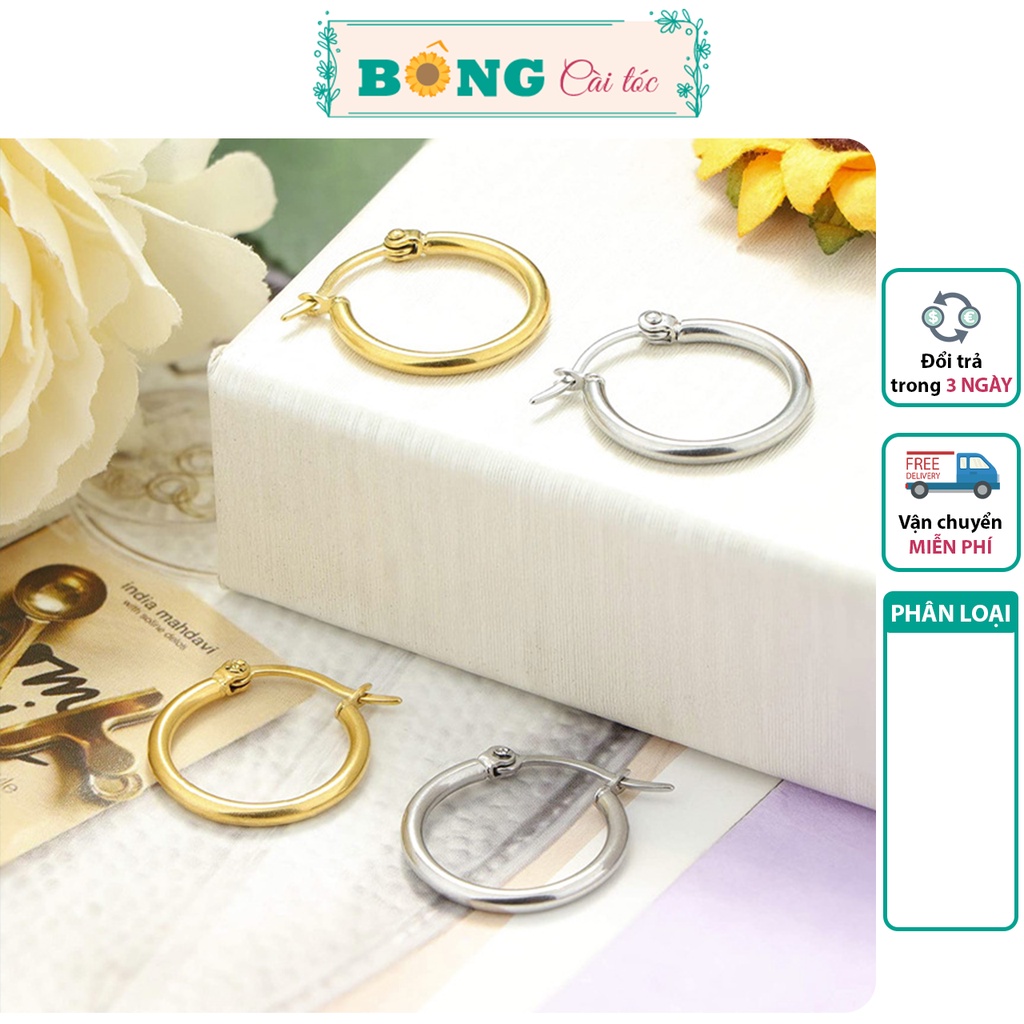 Bông tai titan unisex tròn mắc cài phong cách Hàn Quốc, thép y tế không gỉ bán lẻ 1 chiếc BT60 - khuyên tai BÔNG Cài Tóc