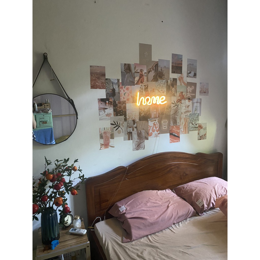Postcard dán tường decor cute vintage sticker decal theme Hồng Hường Mẫu 3 1303