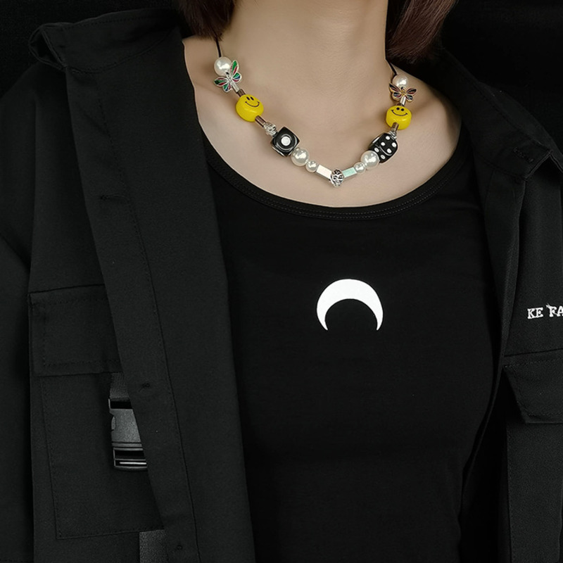 Dây chuyền thời trang mặt hình xúc xắc đính ngọc trai phong cách hiphop cá tính năng động