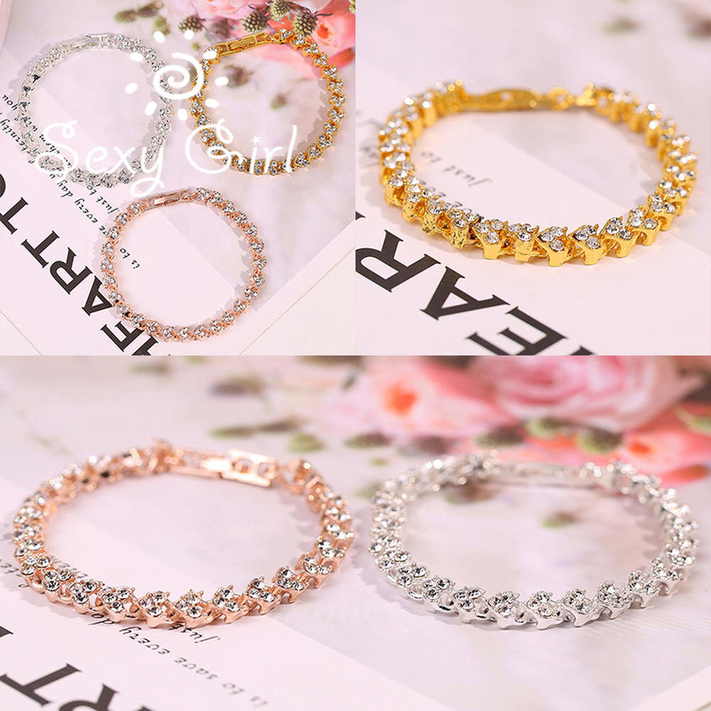 Vòng tay bằng hợp kim đính đá nhân tạo lấp lánh