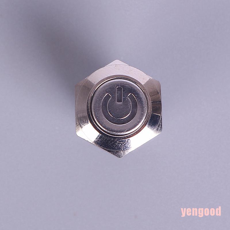 Nút bấm công tắc đèn led 12mm 12v bằng kim loại màu đen chống thấm nước