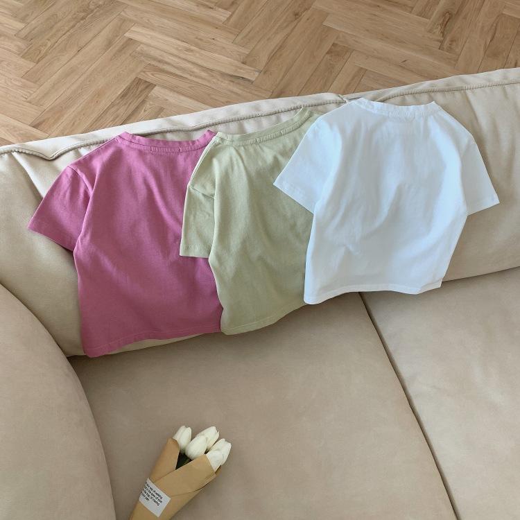 Áo thun ngắn tay cotton in hình dễ thương cho bé