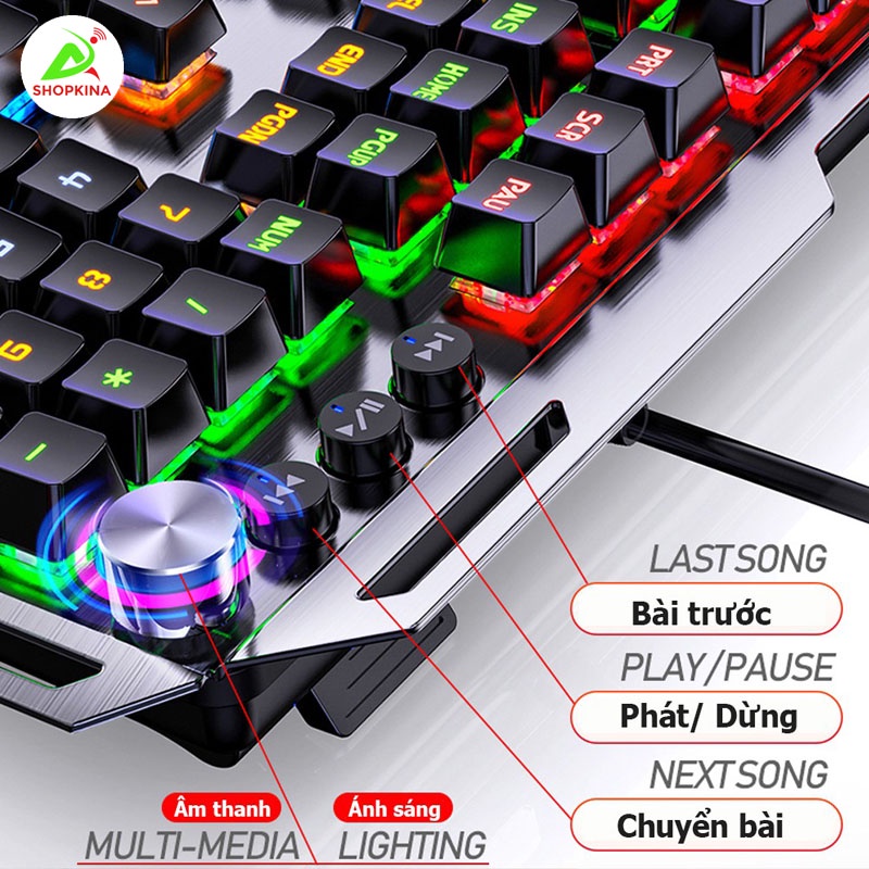 BÀN PHÍM CƠ Gaming CAO CẤP K100 FULL LED Có Kê Tay, Blue Switch Gõ Cực Đã Cho Laptop Máy Tính PC, Cổng USB