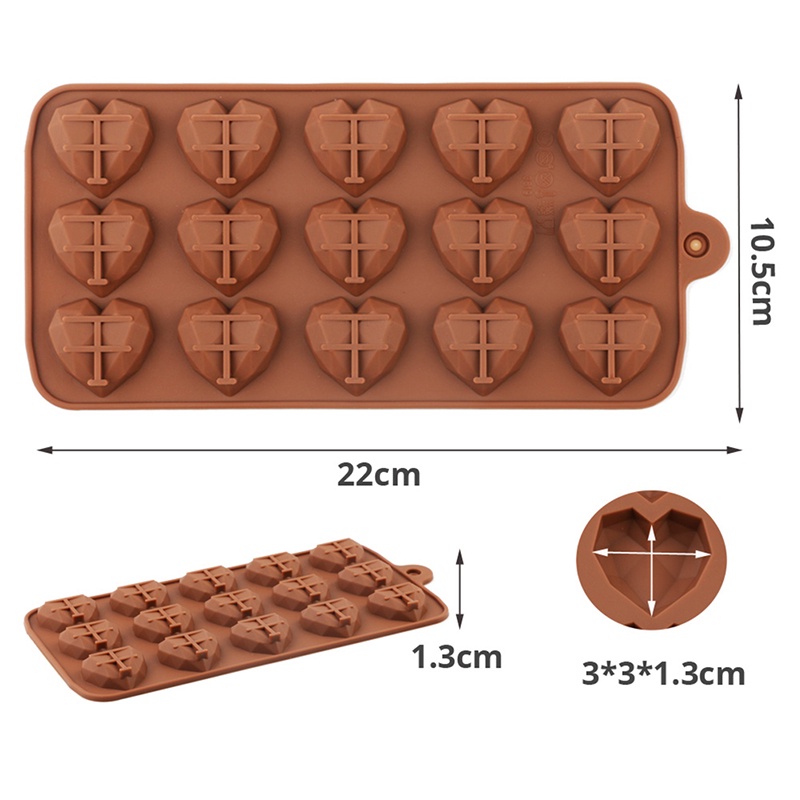 Khuôn Silicone 15 Ô Hình Trái Tim Làm Kẹo / Sô Cô La