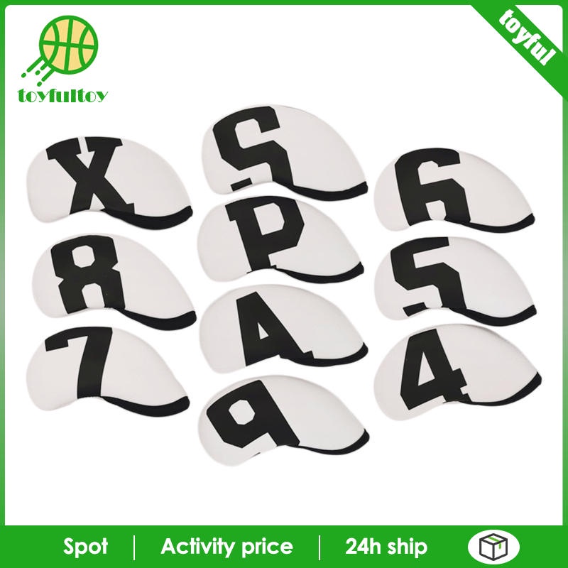 Set 10 Vỏ Bọc Đầu Gậy Đánh Golf 4,5,6,7,8,9,A,x Màu Trắng