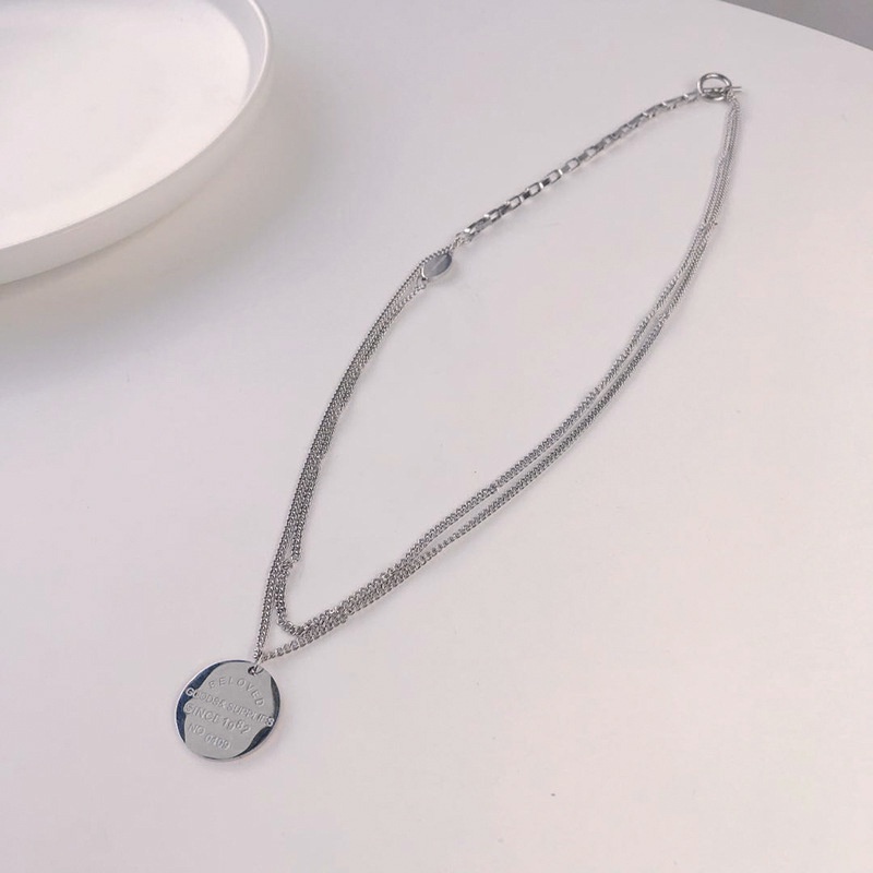 Vòng cổ Bằng Thép Titan Mặt Tròn Khắc Chữ Thời Trang