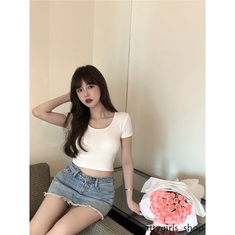 Wittygirls_ Shop | Áo Thun Ngắn Tay Ôm Dáng Thời Trang Mùa Hè Dành Cho Nữ