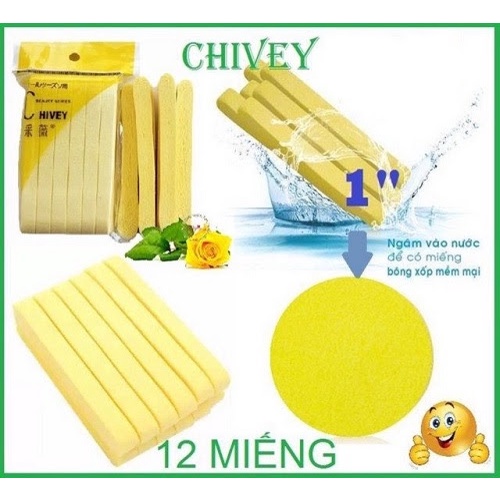 1 chiếc Bông mút rửa mặt nén mút nở,bông tẩy trang chuẩn chính hãng chivey