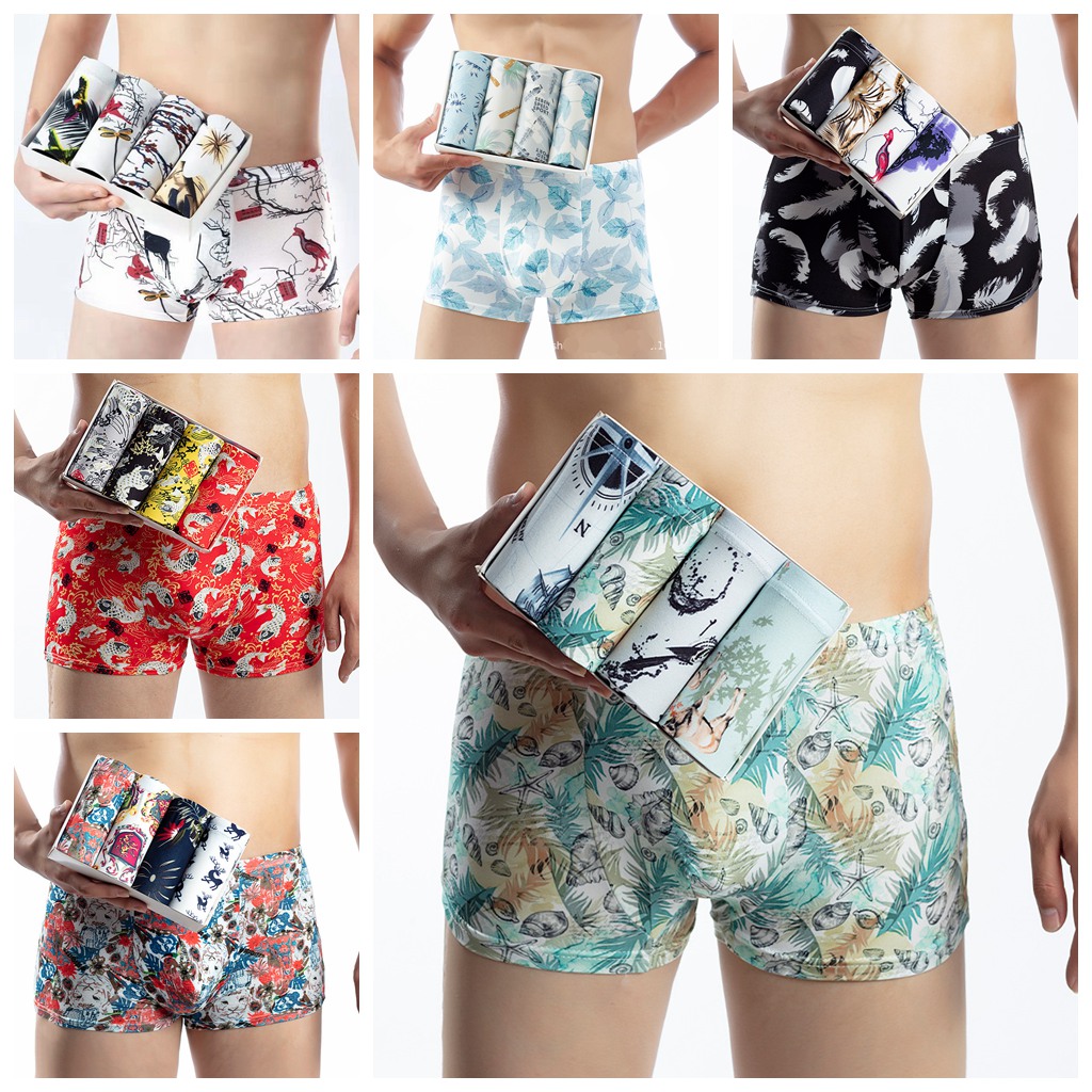 Set 4 quần lót boxer thoáng khí thoải mái dành cho nam