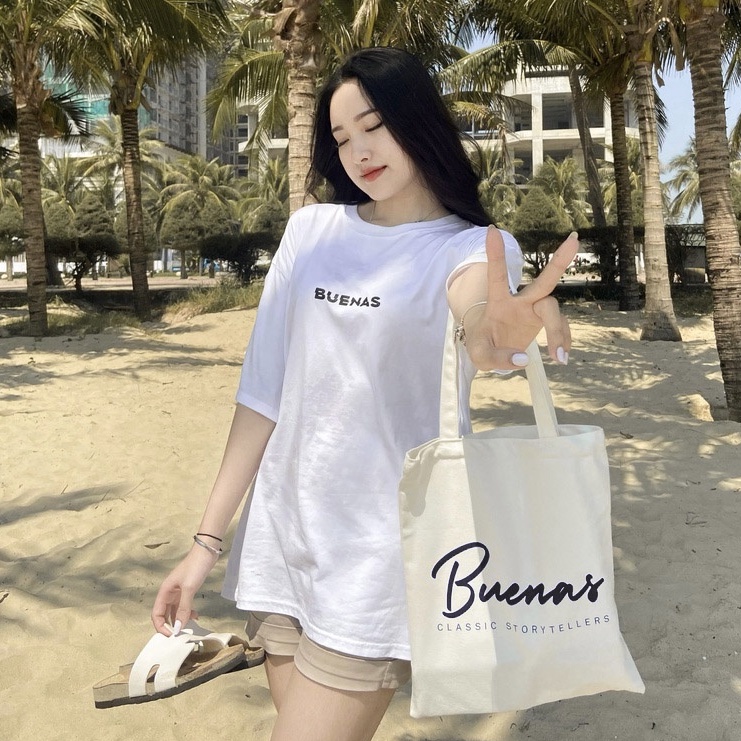 Túi tote vải canvas đeo chéo hàn quốc Buenas đi học giá rẻ Buenas - BC01
