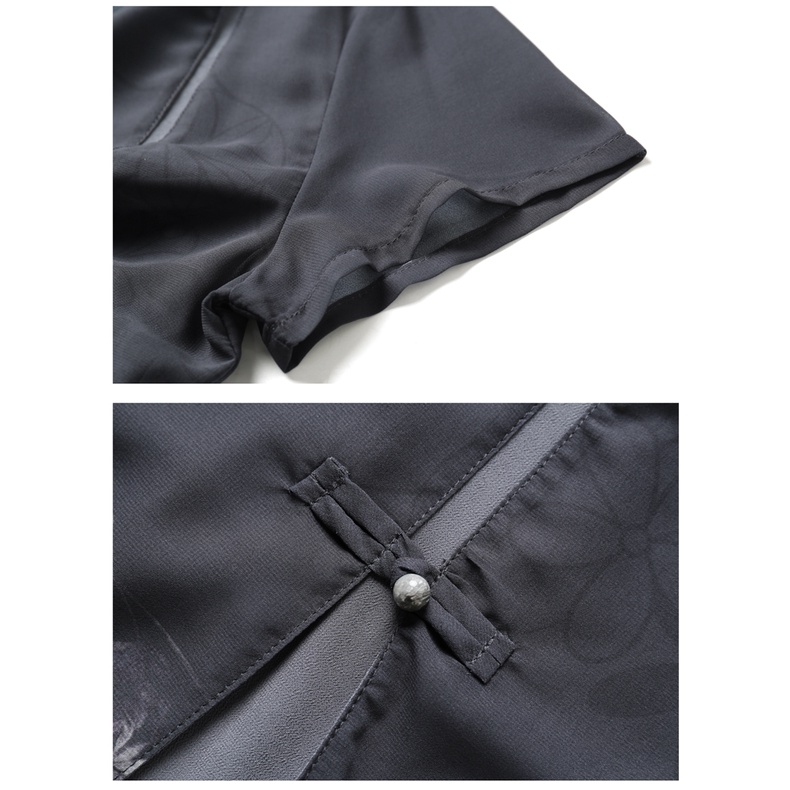 Đầm Tay Ngắn Giả Hai Lớp Phong Cách Dân Tộc Thời Trang Mùa Hè Cho Nữ Trung Niên 40 Tuổi