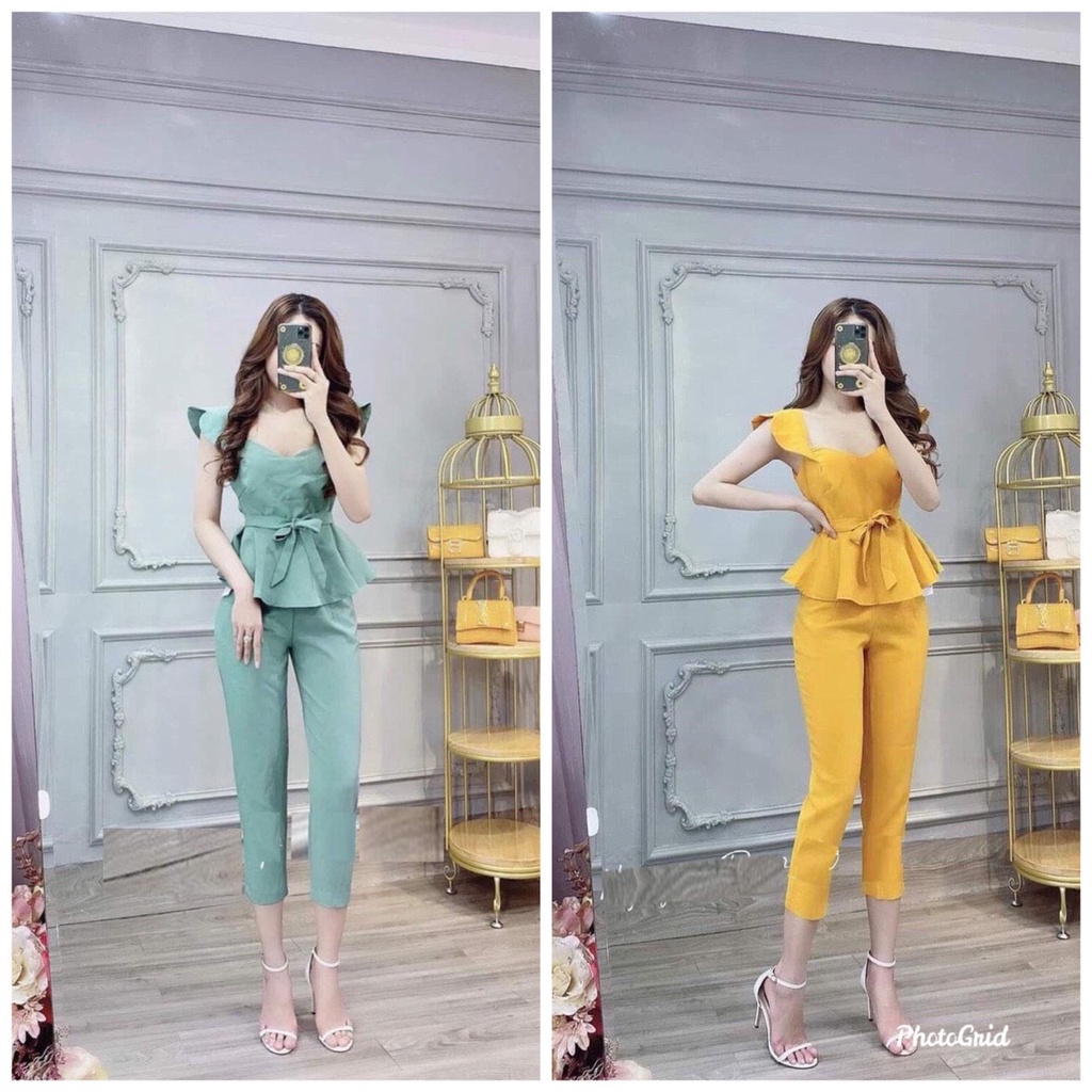 Set Bộ Thời Trang Mặc Nhà Quần Lửng Áo Tay Cánh Tiên