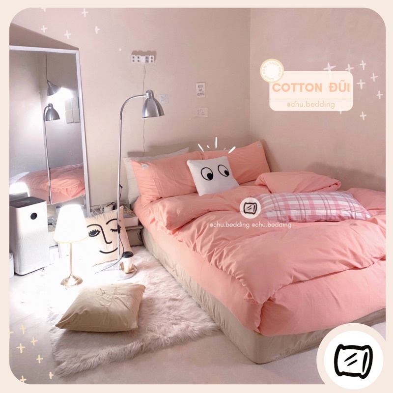 Bộ chăn ga gối cotton đũi: sọc basic full 6 tone màu