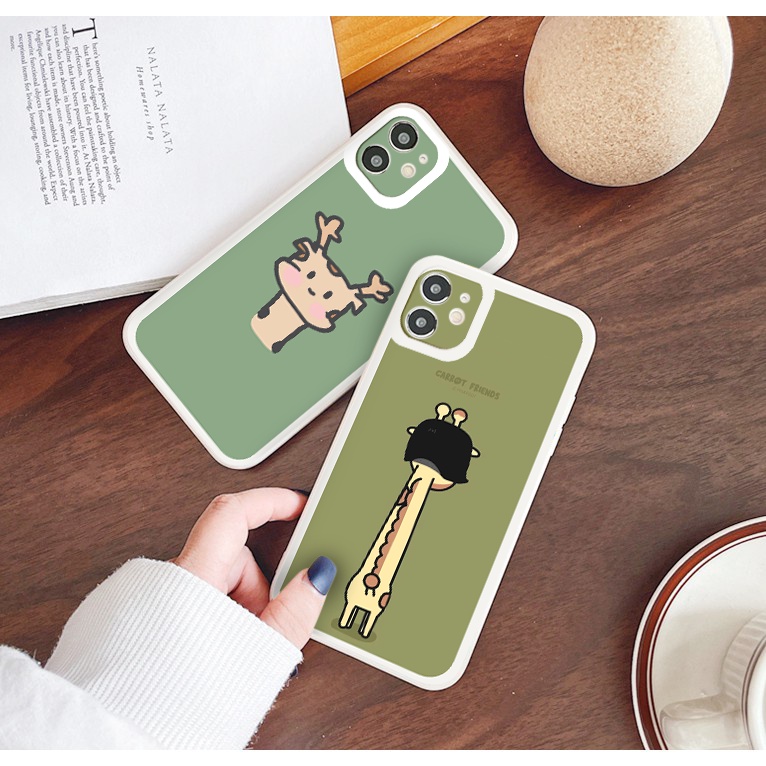 Ốp lưng iphone Hươu cao cổ cạnh vuông chống sốc cho iphone 7plus 8plus x xsmax 11pro max 12pro 12promax13promax tr1168