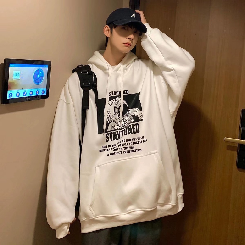 Áo khoác hoodie tay dài dáng rộng thời trang mùa thu cho nam giới