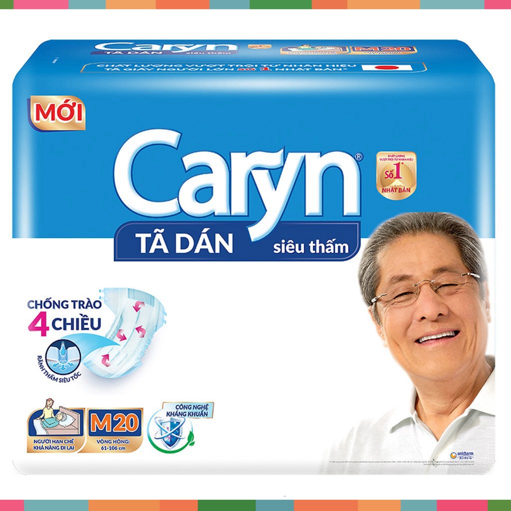 Tã dán siêu thấm Caryn M20 cho người lớn vòng hông 61-106cm_Subaby