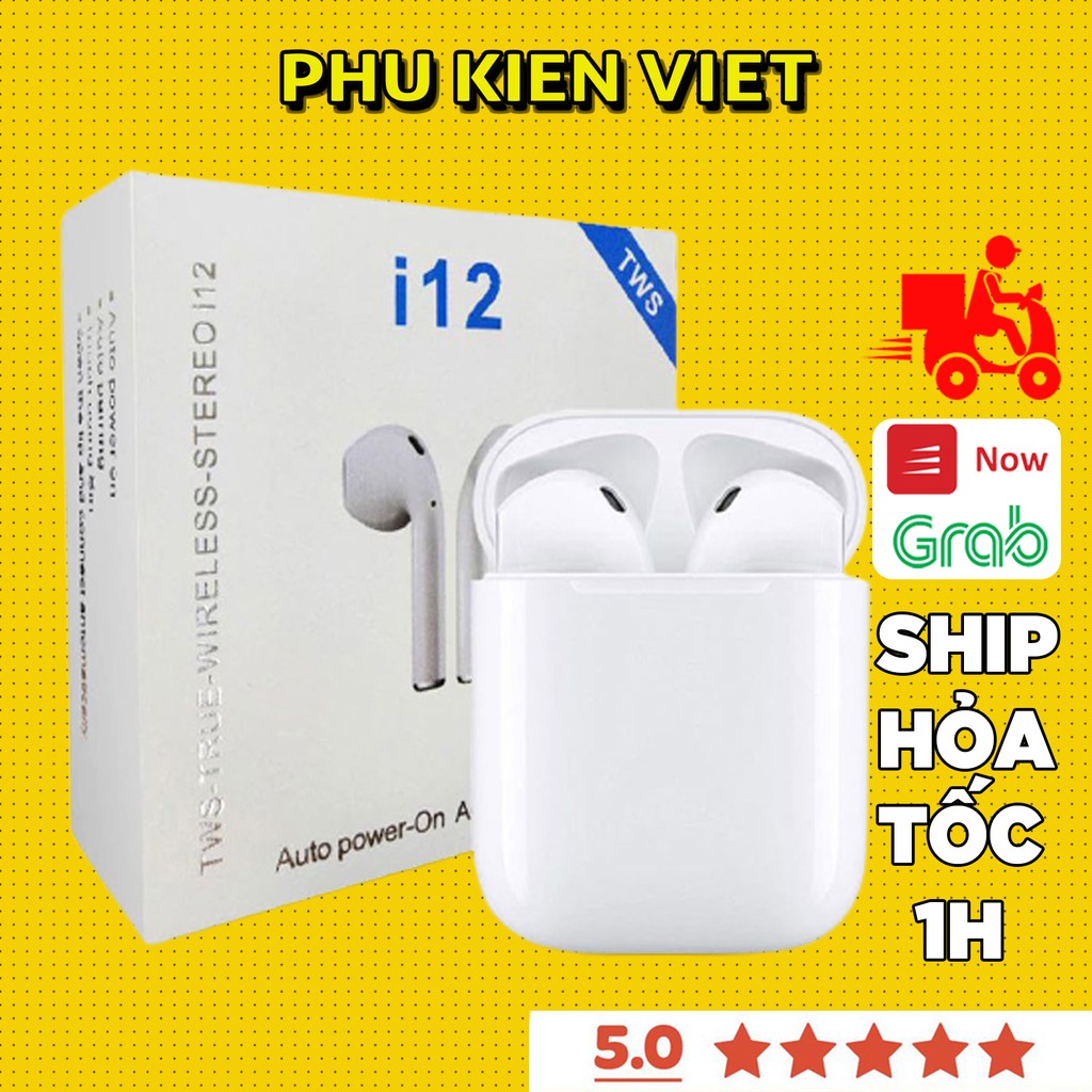 Tai nghe Bluetooth không dây Inpods i12 TWS cảm biến vân tay combo miếng dán bảo vệ case Airpod Airpods - Phụ Kiện Việt