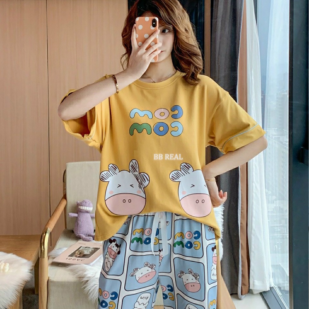 Đồ Bộ Mặc ở Nhà Bộ Đồ Ngủ Nữ Quần Dài Pijama Thun Lạnh Đẹp  Freesize Từ 45-60Kg - BB REAL