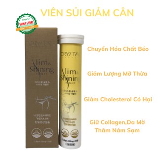 Viên Sủi Giảm Cân Trắng Da Crystal Slim Shining Hàn Quốc. Hỗ Trợ Giảm Mỡ Giảm Eo Sáng Da Mờ Thâm Nám, Sạm, Tàn Nhang
