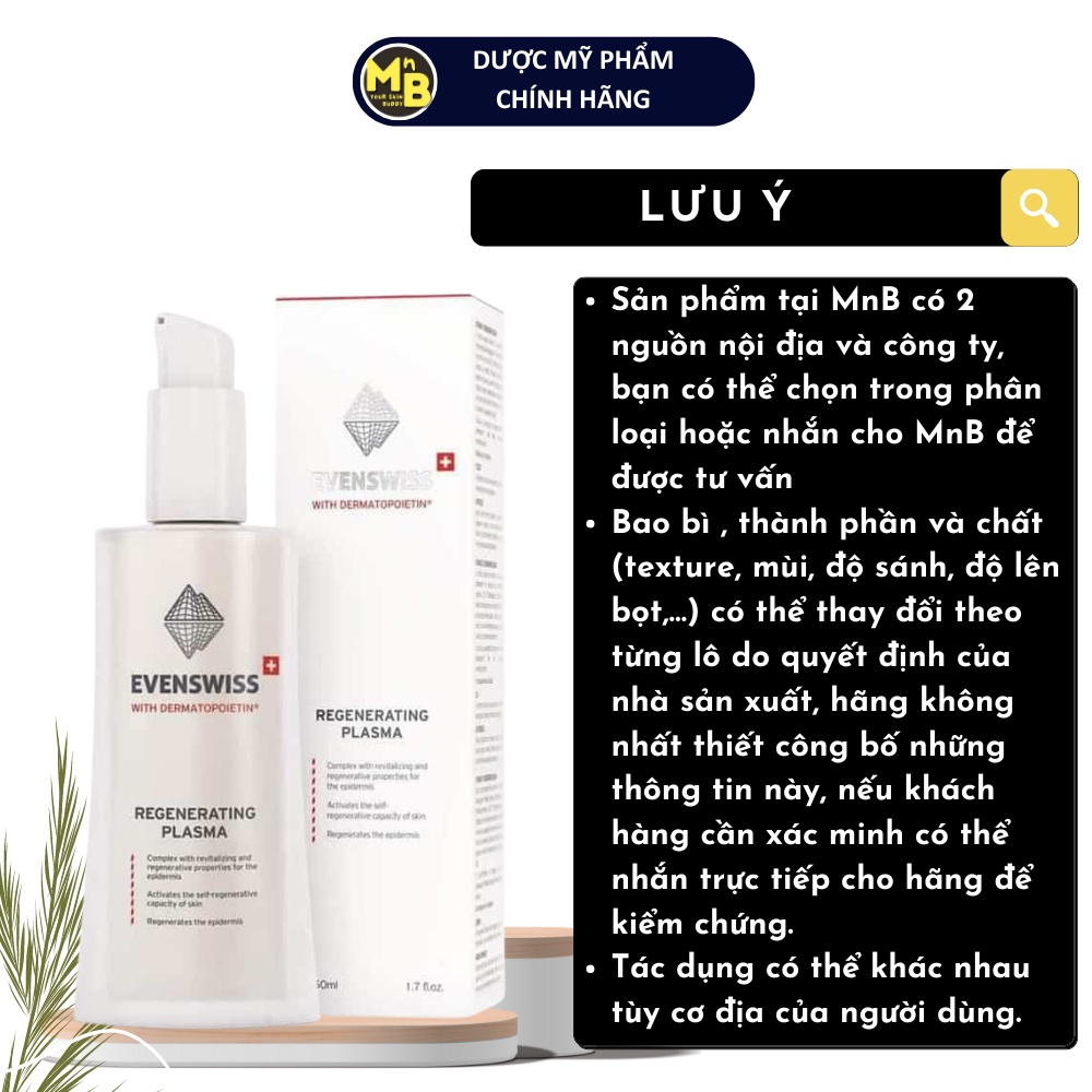 Tinh chất làm dịu phục hồi trẻ hóa da Huyết Tương EVENSWISS REGENERATING PLASMA 50ml