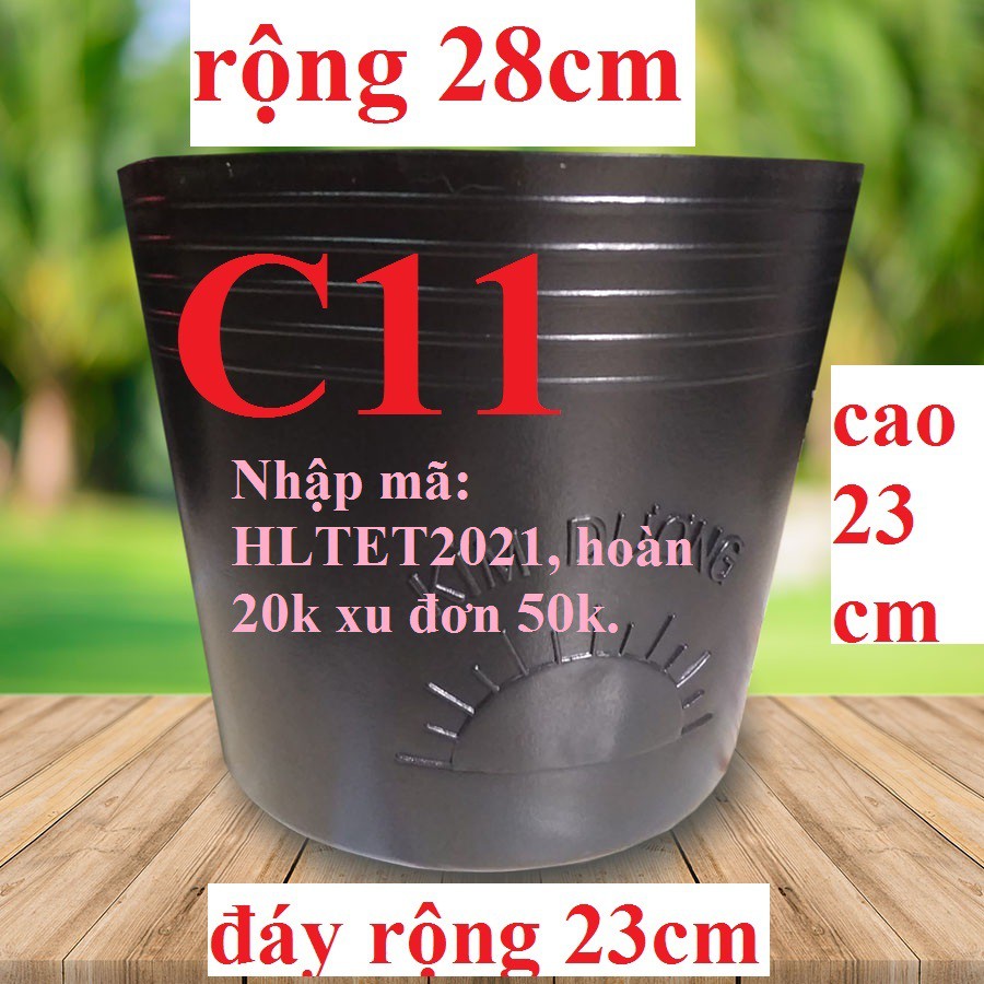 (BÍT LỖ)(CÓ NOWSHIP)CHẬU NHỰA ĐEN C11(C28) KHÔNG LỖ TRỒNG SEN NUÔI CÁ HIỆU KIM DƯƠNG