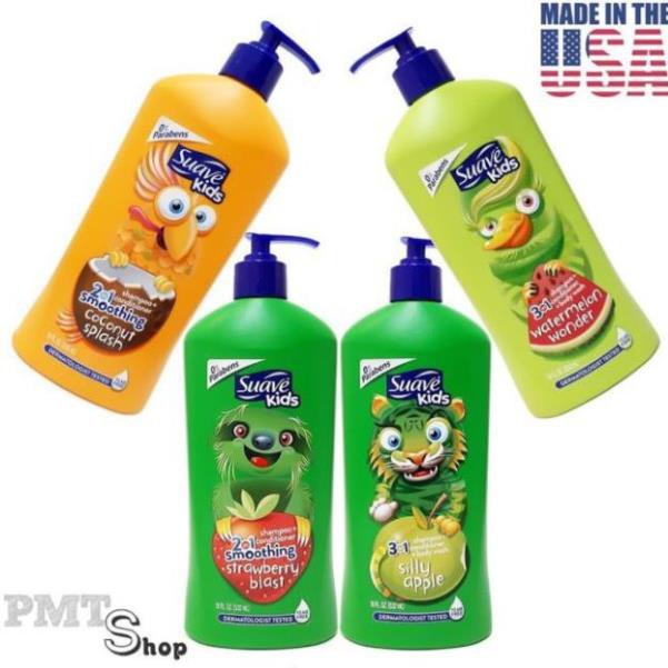 SỮA TẮM GỘI XẢ SUAVE KIDS CHO BÉ 532ML MỸ (Mẫu Mới)