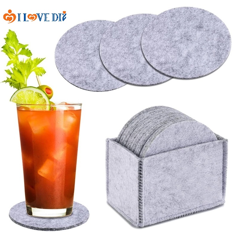 Bộ 8 Miếng Lót Cốc Mềm Chống Trầy Tái Sử Dụng Kèm Giá Đỡ