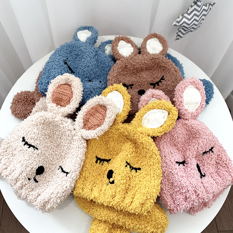 Mũ Len Tai Thỏ Kèm Khăn Choàng Cổ Dễ Thương Cho Bé