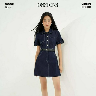 Váy Jeans nữ Onetone dáng ngắn có cổ Virgin
