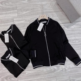 Áo Bomber Jacket Trơn Viền Cổ
