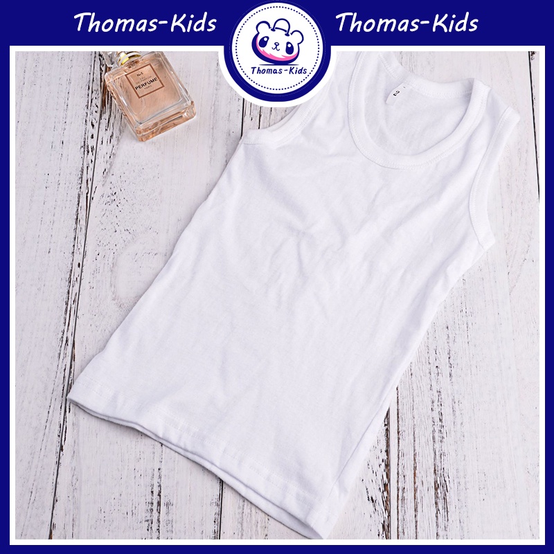 Áo ba lỗ 100% Cotton màu trắng phong cách mới cho bé 2-10 tuổi