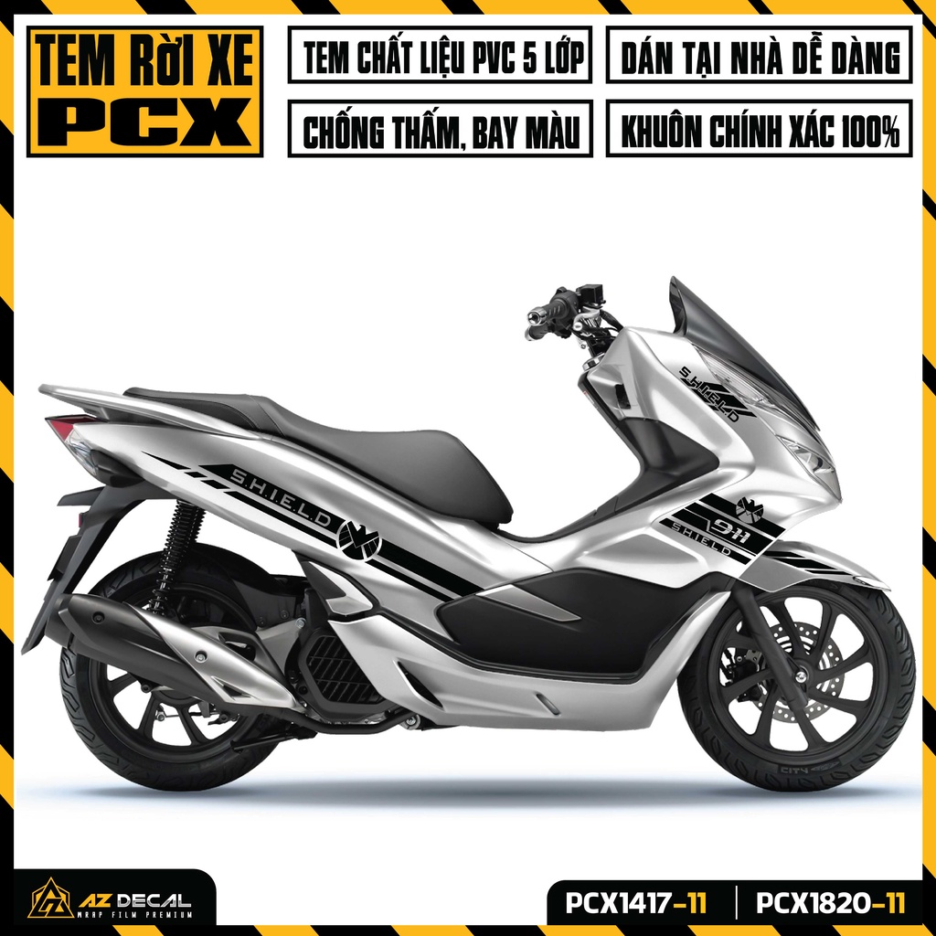 Decal Chế Dán Xe PCX 2014 - 2020 Thiết Kế SHIELD | PCX-11 | Tem Rời Dán PCX 125 150 160 Chống Nước, Bền Màu