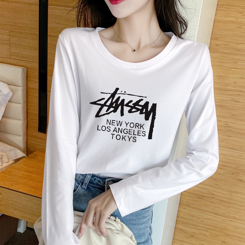 NRVP Áo Thun Nữ Tay Dài 100% Cotton Thời Trang Hàn Quốc