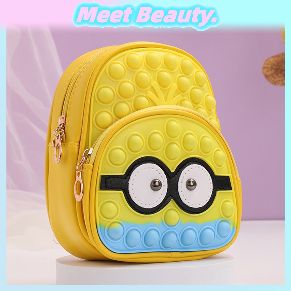 Ba Lô Đi Học Hai Lớp Đẩy Bóng Hai Lớp Hình Minions Pop It Có Dây Đeo Có Thể Điều Chỉnh Cho Trẻ