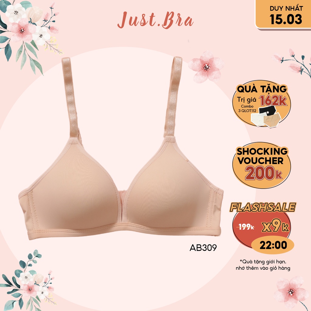 [Mã WABRJB031 giảm 10% đơn 99k] Áo ngực không gọng Just Bra mút mỏng gom ngực, tôn dáng AB309