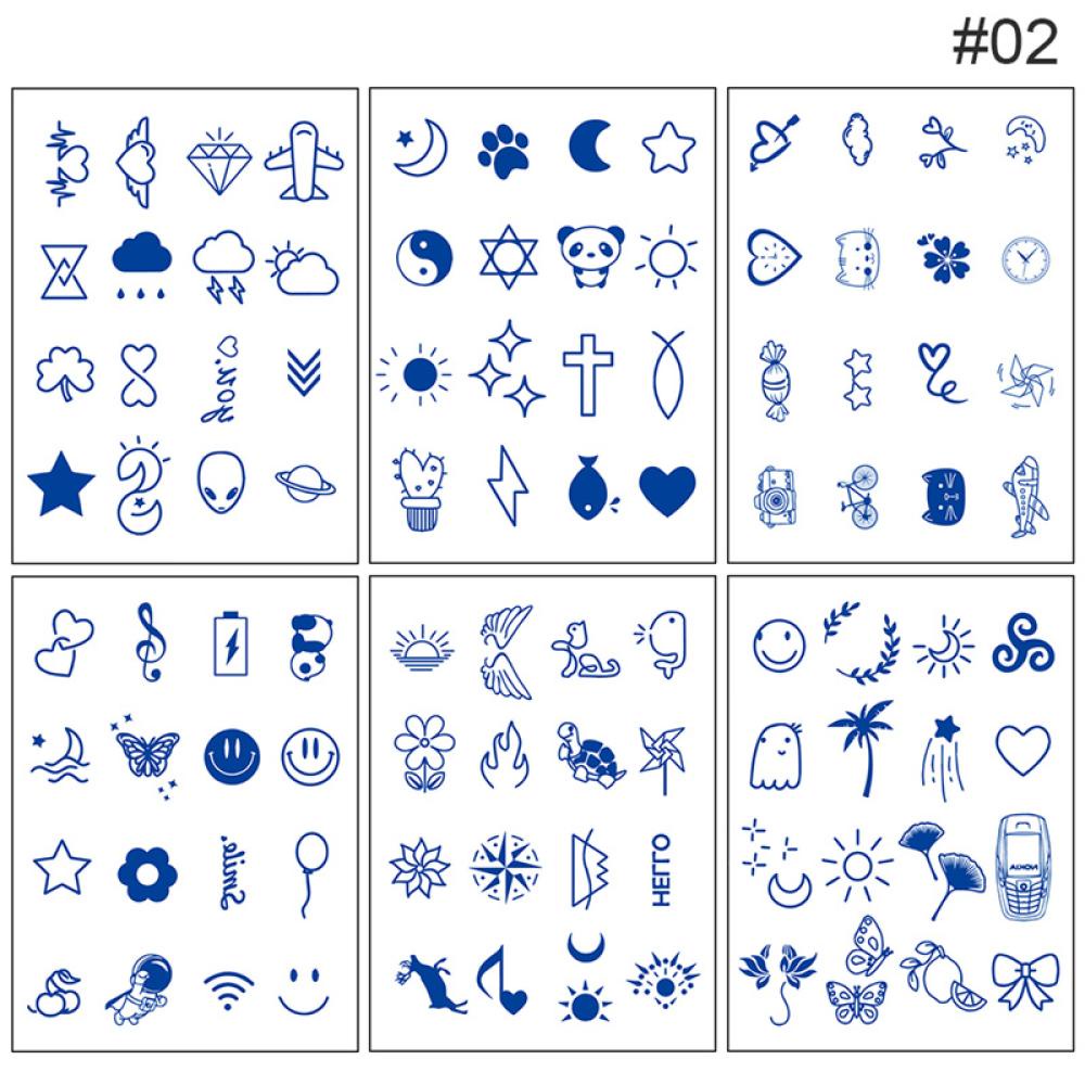 Bộ 6 Hình Xăm Dán Trang Trí Nghệ Thuật Chống Thấm Nước Lâu Trôi Dễ Thương A8G7